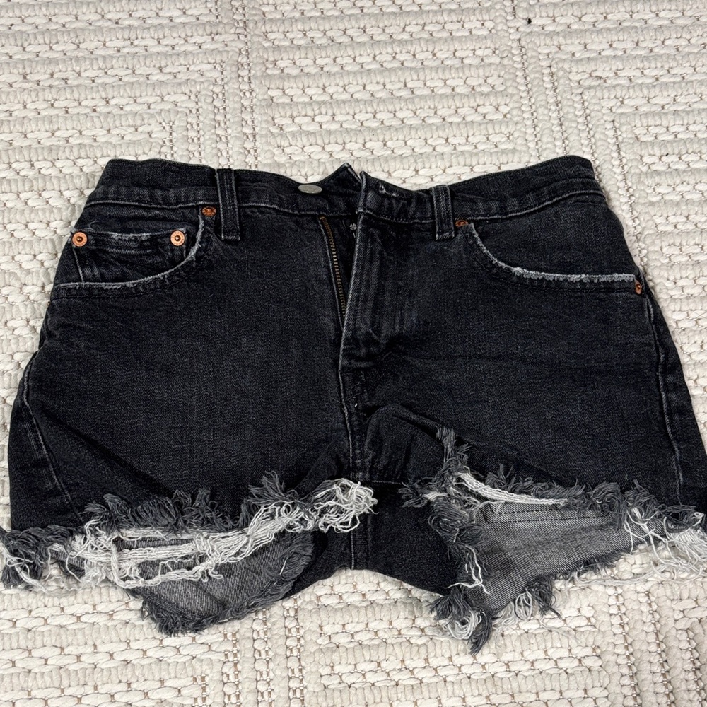 Lucky Brand Black Frayed Jean Shorts